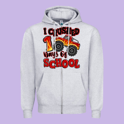 I Crushed 100 Days Of School Monster Truck Zipper Hoodie Designed By Maliassmallbusiness