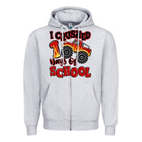 Heather Grey i crushed 100 days of school monster truck Zipper Hoodie - MaliasSmallBusiness