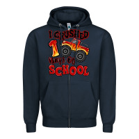 Navy i crushed 100 days of school monster truck Zipper Hoodie - MaliasSmallBusiness