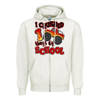 Oatmeal Heather i crushed 100 days of school monster truck Zipper Hoodie - MaliasSmallBusiness