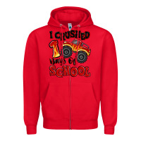 Red i crushed 100 days of school monster truck Zipper Hoodie - MaliasSmallBusiness