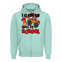 Seafoam i crushed 100 days of school monster truck Zipper Hoodie - MaliasSmallBusiness