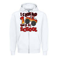 White i crushed 100 days of school monster truck Zipper Hoodie - MaliasSmallBusiness