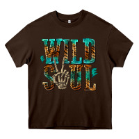 Chocolate Brown wild soul with skeleton hand Heavy Core Tee - texasbilliewilder