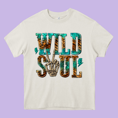 Wild Soul With Skeleton Hand Heavy Core Tee Designed By Texasbilliewilder