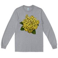 Heather Grey Oregon Grape Flower Illustrations Long Sleeve Tee - LillyAllenDesigns