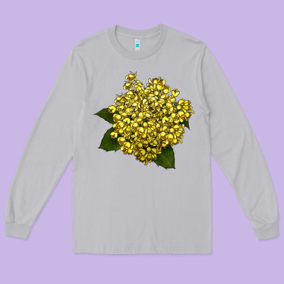 Oregon Grape Flower Illustrations Long Sleeve Tee Designed By Lillyallendesigns