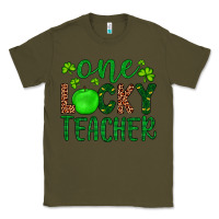Army Green one lucky teacher Classic Tee - Artiststas