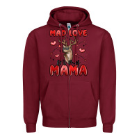 Burgundy mad love for my mama Zipper Hoodie - MaliasSmallBusiness