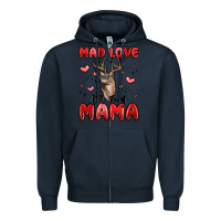 Navy mad love for my mama Zipper Hoodie - MaliasSmallBusiness