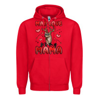 Red mad love for my mama Zipper Hoodie - MaliasSmallBusiness