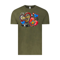 Vintage Olive western leopard  police hearts Vintage Tee - AdoDesignShop
