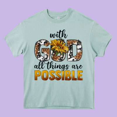 With God Al Things Ara Possible Heavy Core Tee Designed By Texasbilliewilder