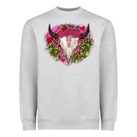 Heather Grey bull skull cactus valentines Heavyweight Sweatshirt - JahusDesignShop