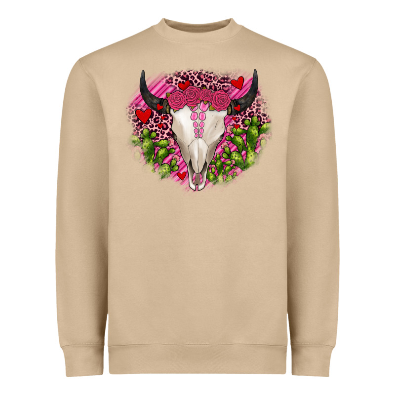 Bull Skull Cactus Valentines Heavyweight Sweatshirt by JahusDesignShop | Teevron