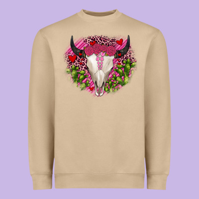 Bull Skull Cactus Valentines Heavyweight Sweatshirt Designed By Jahusdesignshop