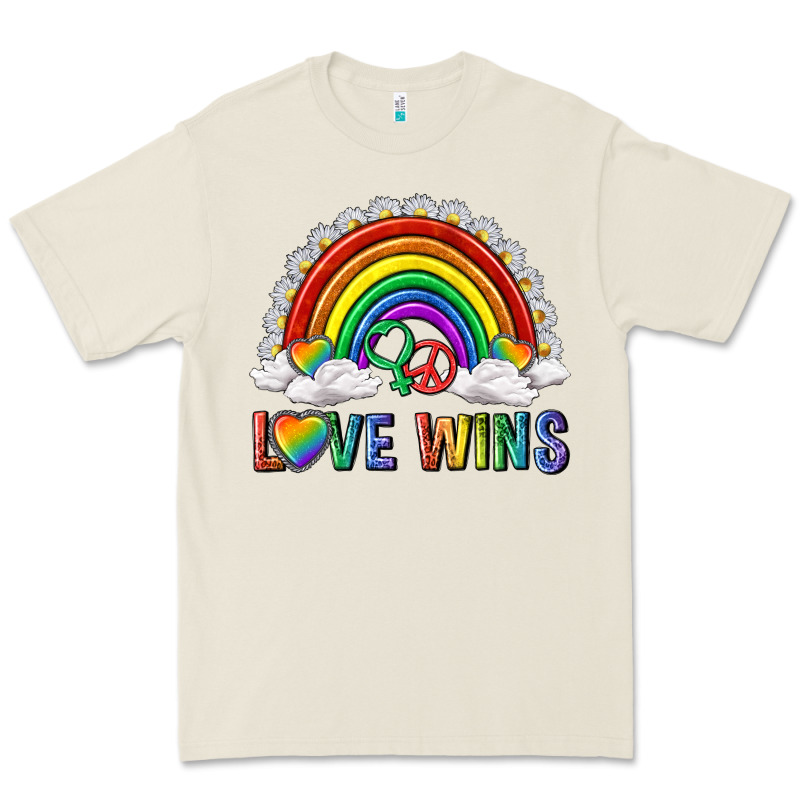 Love Wins With Daisy And Heart Premium Tee by texasbilliewilder | Teevron