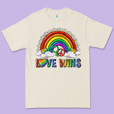 Premium Tee love wins with daisy and heart