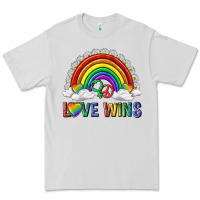 Dove Grey love wins with daisy and heart Premium Tee - texasbilliewilder