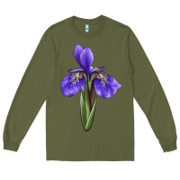 Army Green Iris Flower Illustrations Long Sleeve Tee - LillyAllenDesigns