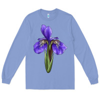 Colony Blue Iris Flower Illustrations Long Sleeve Tee - LillyAllenDesigns