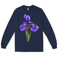 Navy Iris Flower Illustrations Long Sleeve Tee - LillyAllenDesigns