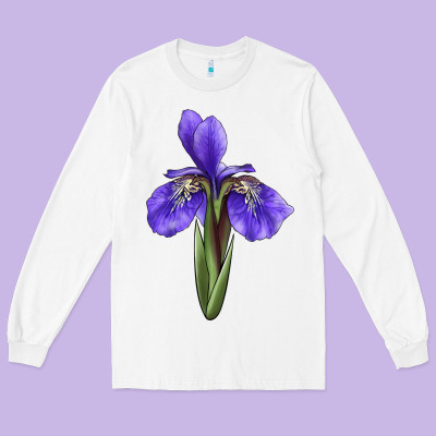 Iris Flower Illustrations Long Sleeve Tee Designed By Lillyallendesigns