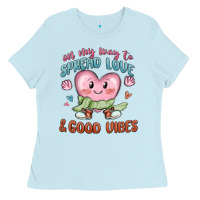 Baby Blue on my way to spread love Ladies Tee - MaliasSmallBusiness