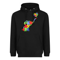 Black autism awareness elephant Heavyweight Hoodie - LillyAllenDesigns