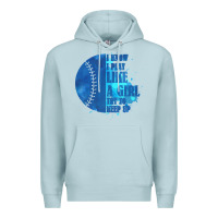 Blue Mist I Know I Play Like A Girl Try To Keep Up Softball Premium Hoodie - Bettercallsaul