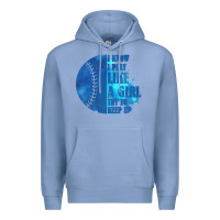 Colony Blue I Know I Play Like A Girl Try To Keep Up Softball Premium Hoodie - Bettercallsaul