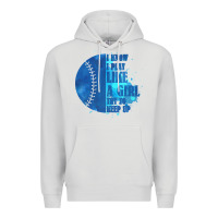 Dove Grey I Know I Play Like A Girl Try To Keep Up Softball Premium Hoodie - Bettercallsaul