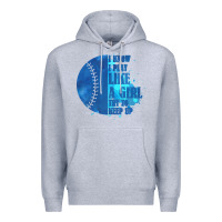 Heather Grey I Know I Play Like A Girl Try To Keep Up Softball Premium Hoodie - Bettercallsaul