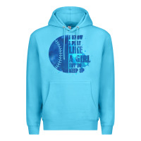 Ocean Blue I Know I Play Like A Girl Try To Keep Up Softball Premium Hoodie - Bettercallsaul