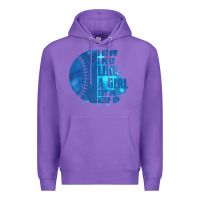 Purple I Know I Play Like A Girl Try To Keep Up Softball Premium Hoodie - Bettercallsaul
