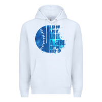 White I Know I Play Like A Girl Try To Keep Up Softball Premium Hoodie - Bettercallsaul