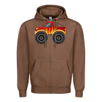 Chestnut monster truck with flames Zipper Hoodie - MaliasSmallBusiness