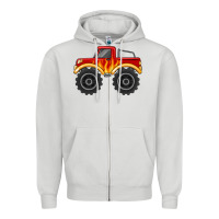 Dove Grey monster truck with flames Zipper Hoodie - MaliasSmallBusiness