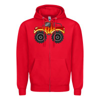 Red monster truck with flames Zipper Hoodie - MaliasSmallBusiness