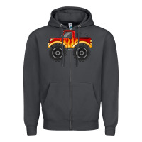 Smoke monster truck with flames Zipper Hoodie - MaliasSmallBusiness