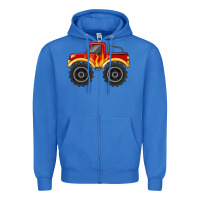 True Royal monster truck with flames Zipper Hoodie - MaliasSmallBusiness