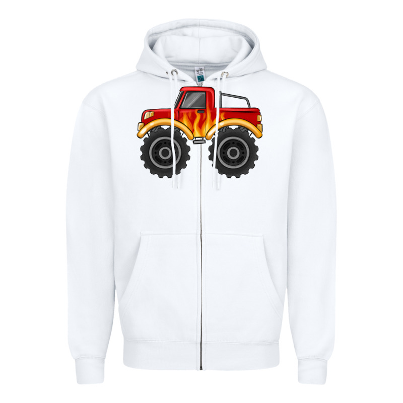 Monster Truck With Flames Zipper Hoodie by MaliasSmallBusiness | Teevron