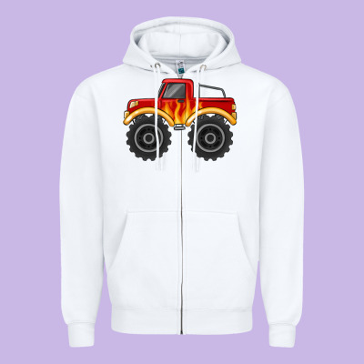 Monster Truck With Flames Zipper Hoodie Designed By Maliassmallbusiness