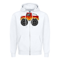 White monster truck with flames Zipper Hoodie - MaliasSmallBusiness