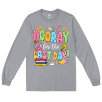 Heather Grey hooray for the last day white Long Sleeve Tee - JahusDesignShop
