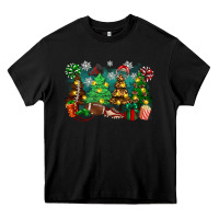 Black christmas trees with football Heavy Core Tee - Zillion Design Studio