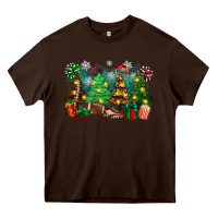 Chocolate Brown christmas trees with football Heavy Core Tee - Zillion Design Studio