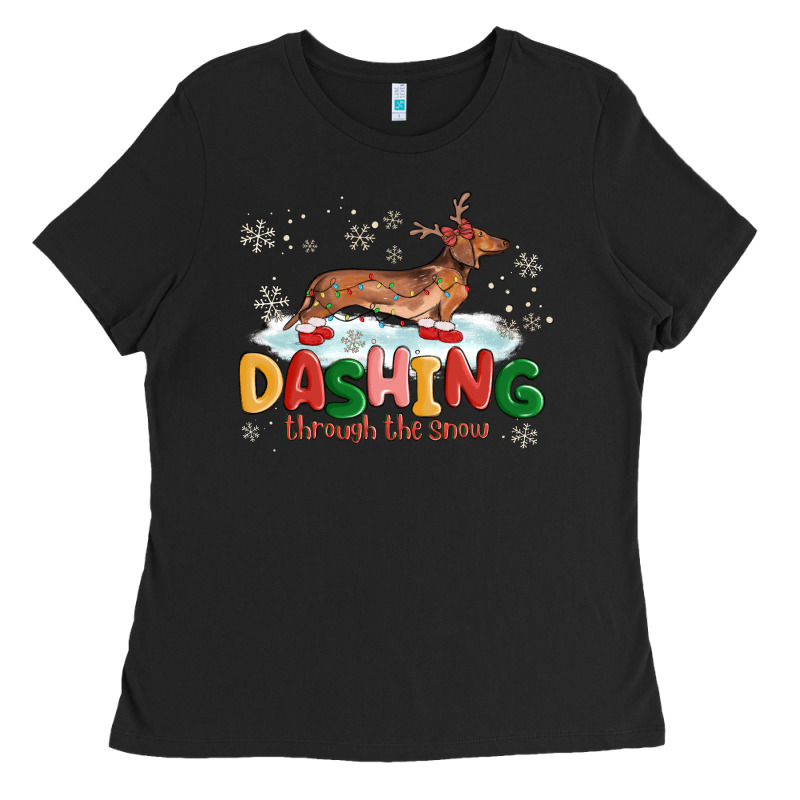 Dachshund Through The Snow Ladies Tee by MaliasSmallBusiness | Teevron