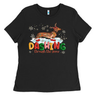 Black dachshund through the snow Ladies Tee - MaliasSmallBusiness