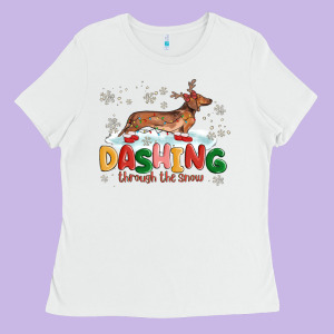 Dachshund Through The Snow Ladies Tee Designed By Maliassmallbusiness